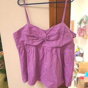 🆕️White Birch Orchid Purple Plus Size Tank Top Fitted Babydoll 1X NWT